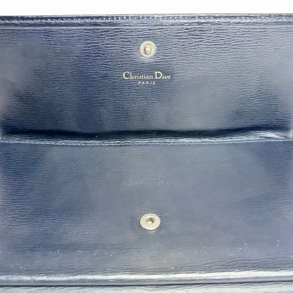 Authentic Christian Dior Vintage Navy Blue Textured Leather Long Wallet Spain